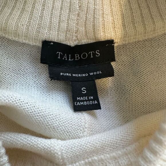 Talbots Pure Merino Wool Sweater, Cream, Size S - Picture 4 of 6